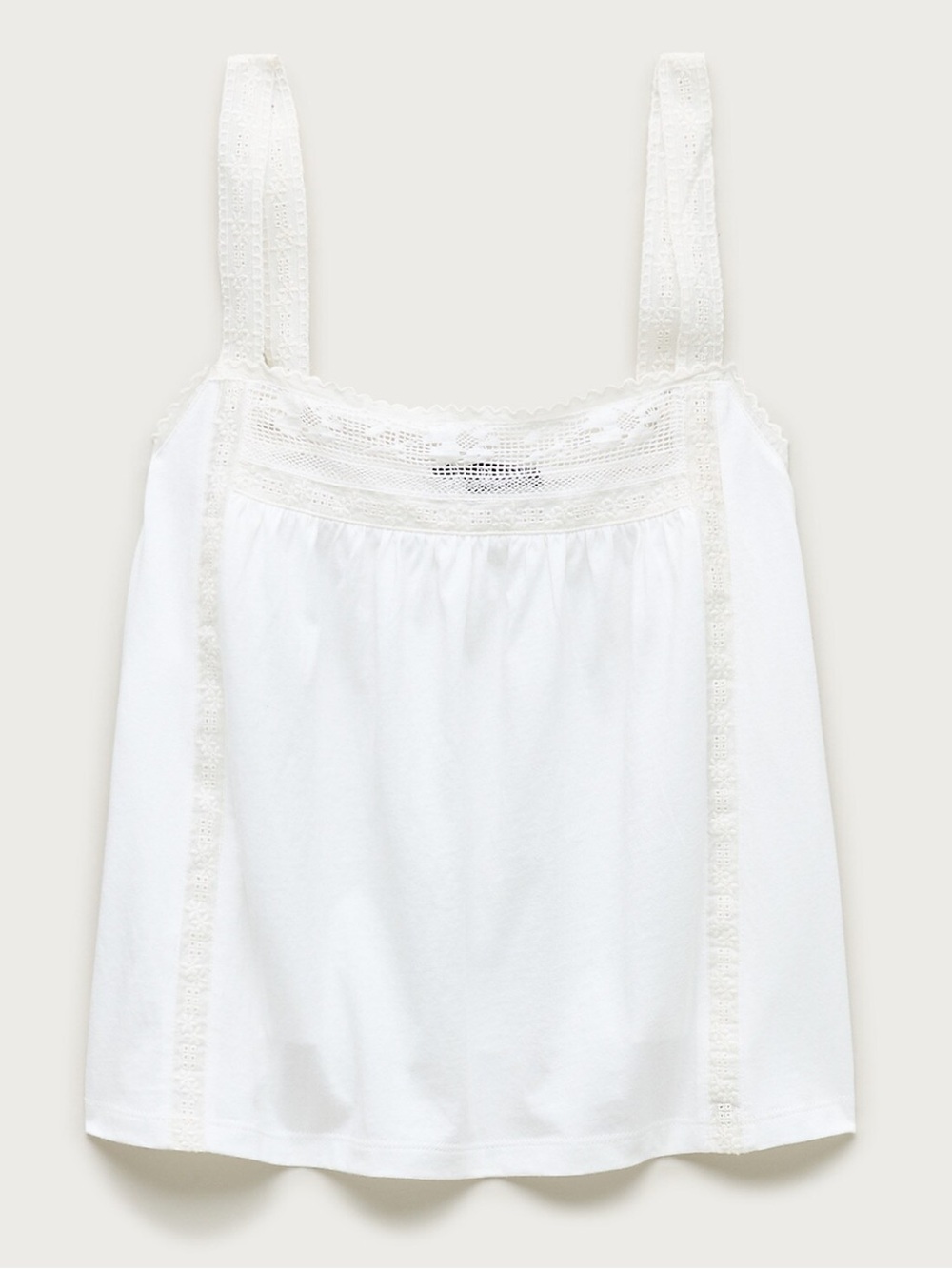 J.Crew CU851 Lace Trim Cotton Tank Top White XXL NWT